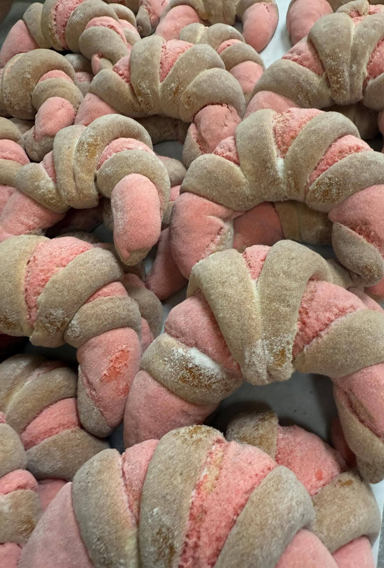Bakery product: Pink Coiled Pastries
